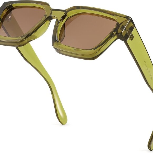 Retro Square Sunglasses Women Men UV400 Protection Chunky Rectangle Fashion - Picture 2 of 8